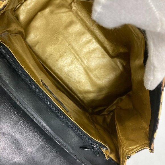 VERSACE leopard print vintage Sunburst with flap bag Shoulder Bag yellow/Black - Picture 3 of 10